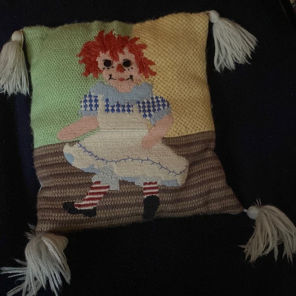 Hand Crafted Other - Vintage Raggedy Ann Doll Embroidered Decorative Handmade pillow